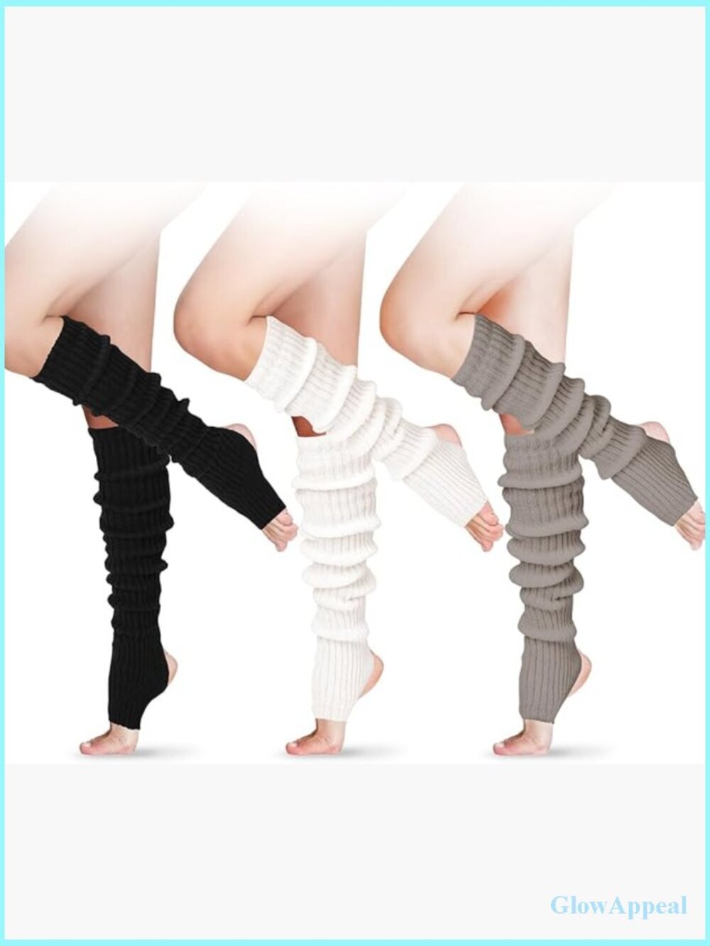 3 Pairs 24 Inch Knit Over the Knee Leg Warmers Stirrup Yoga Dance